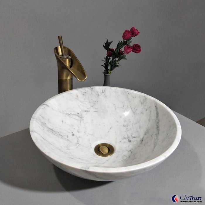 Bianco carrara white marble stone washing basin